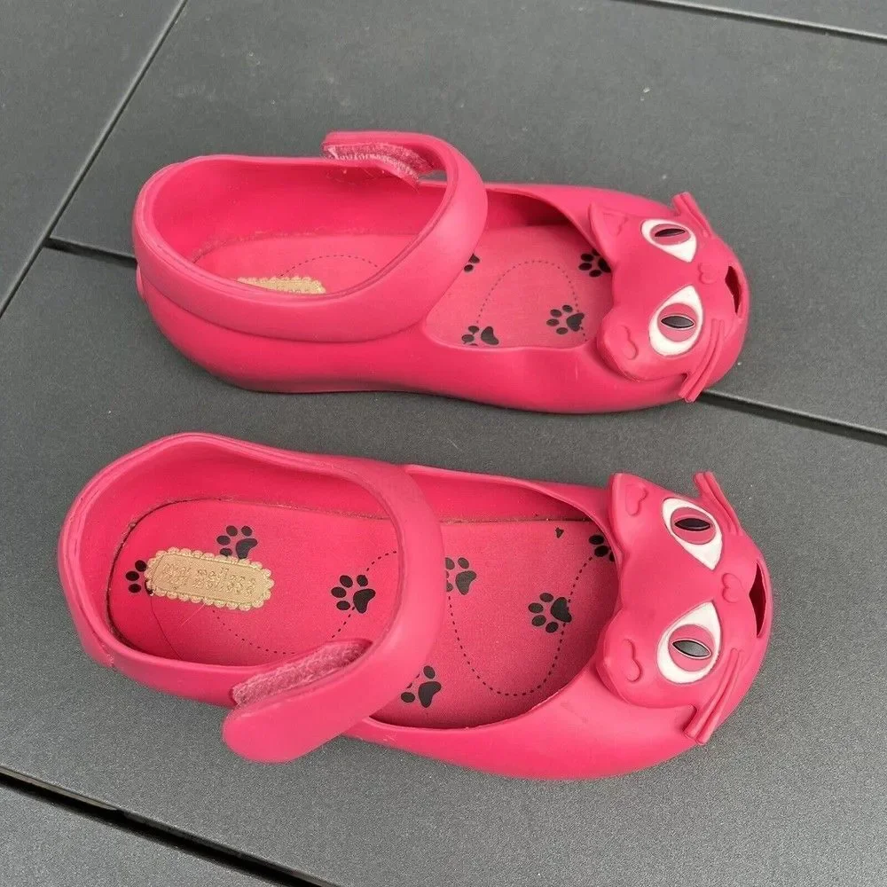 Mini Melissa Ultragirl II Pink Cat Mary Jane Flats Shoes Toddler Girls Size 9